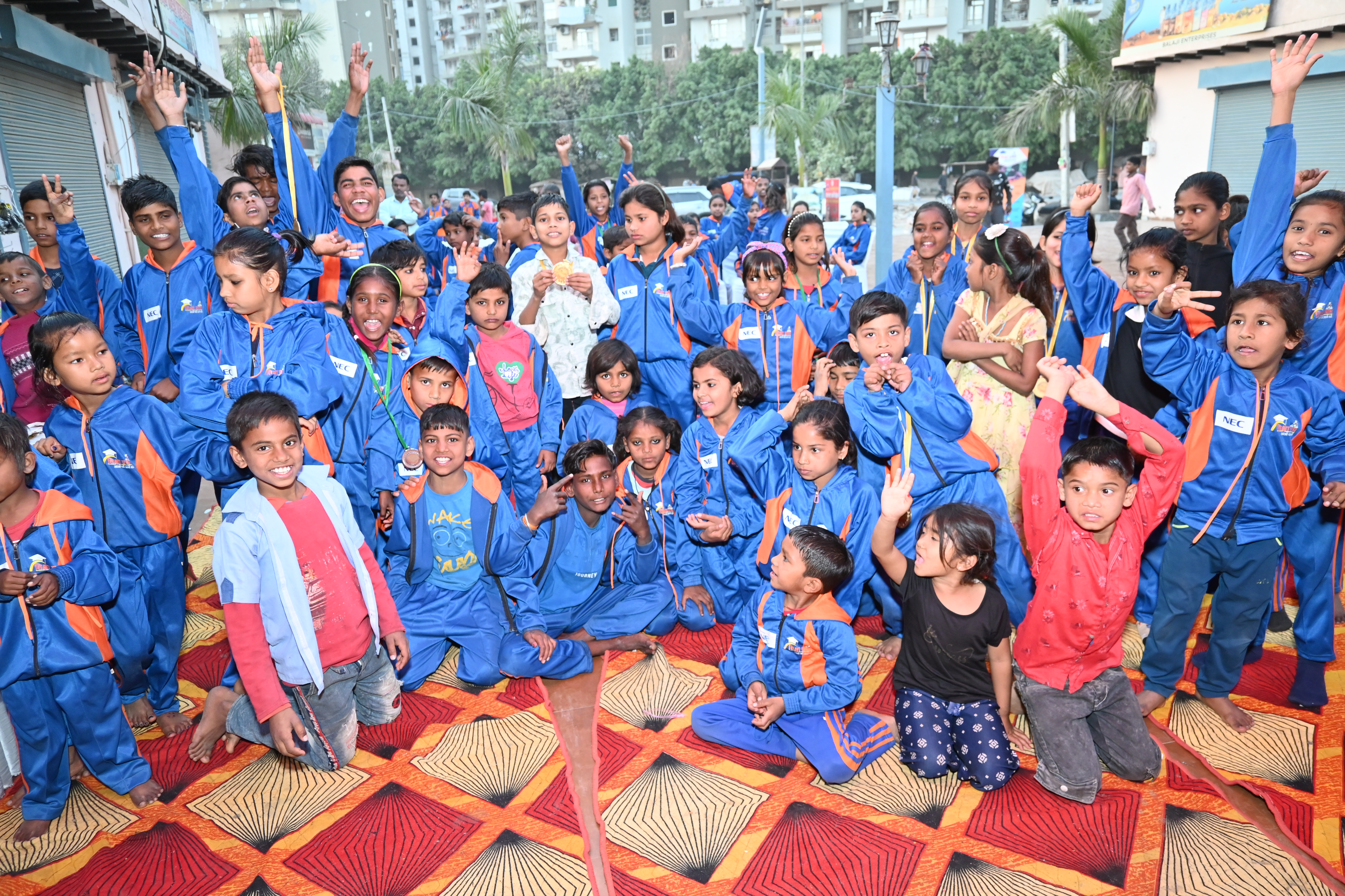 Young athletes developing confidence and teamwork through sports training